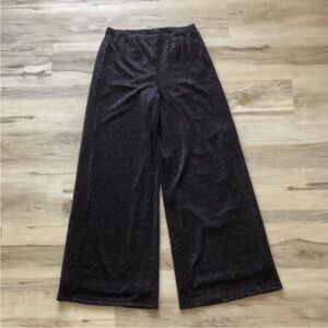 Nina Leonard Black with Rainbow Metallic Thread Wide Leg Pants